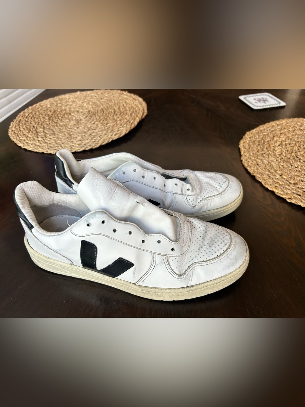 VEJA V-10 Leather White Black White & Black Sneakers